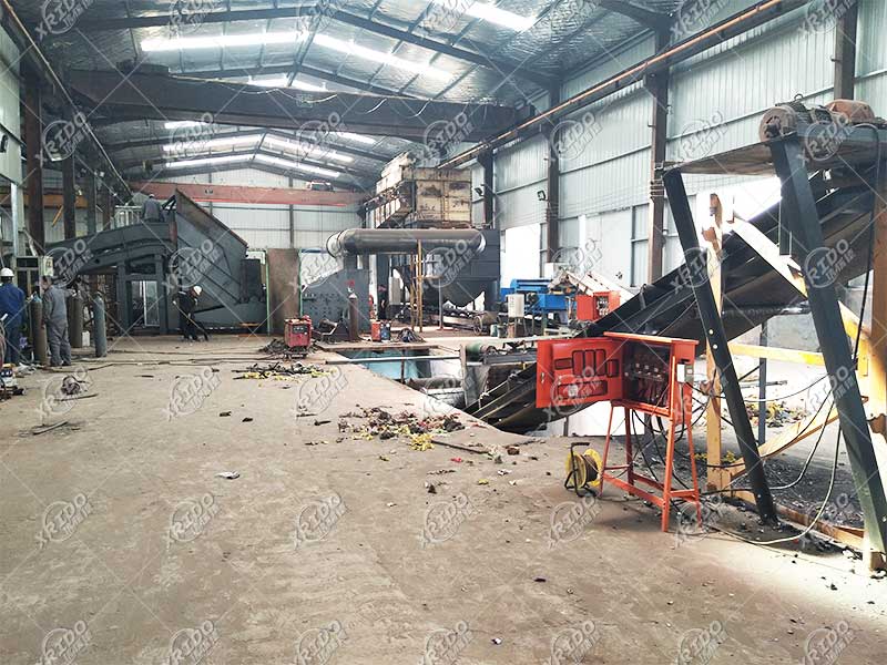 Scrap metal crushing and recycling production line installation