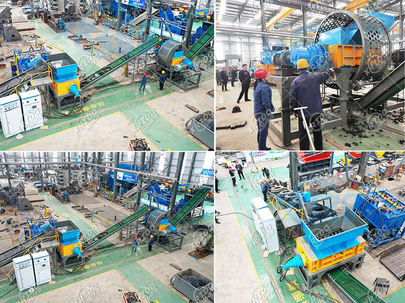 Test machine before delivery of tire crushing and recycling production line